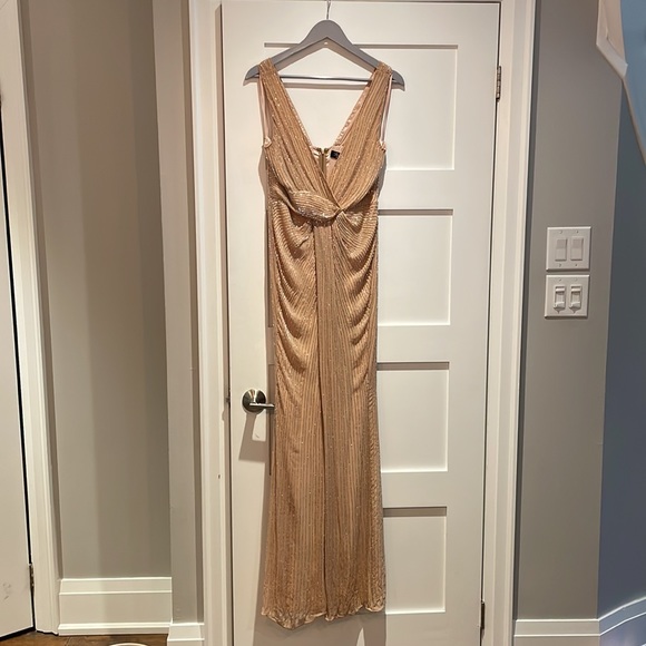 Parker Black Monarch Beaded Blush/Nude Gown - Size 6 - Picture 6 of 15